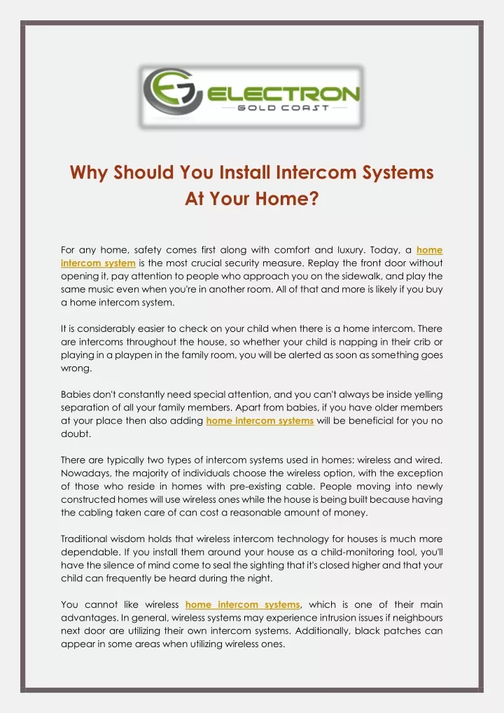 why should you install intercom systems at your