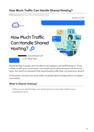 How Much Traffic Can Handle Shared Hosting