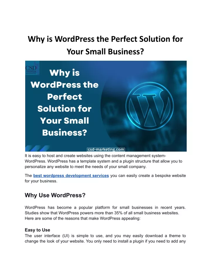 why is wordpress the perfect solution for your