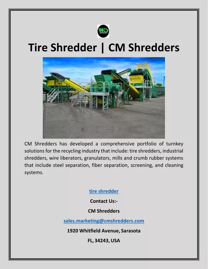 tire shredder cm shredders