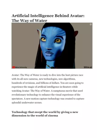 Artificial Intelligence Behind Avatar: The Way of Water