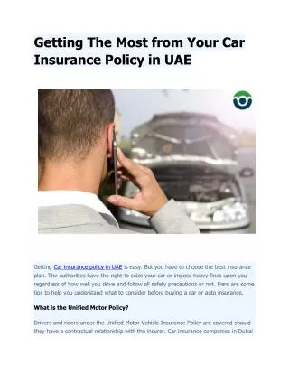 Getting The Most from Your Car Insurance Policy in UAE