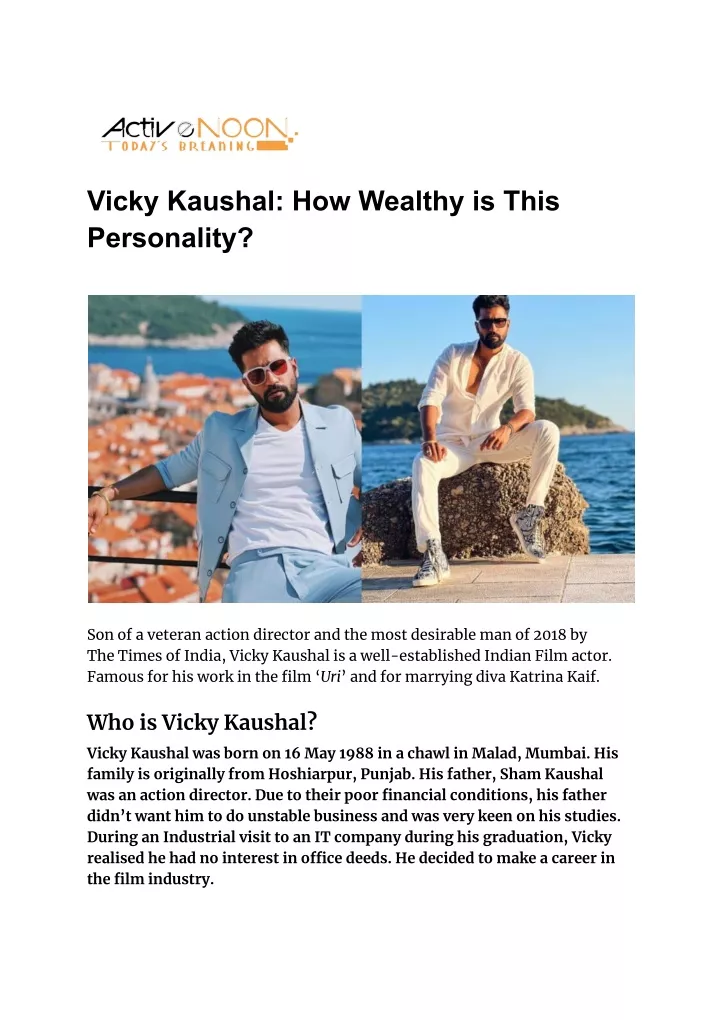 vicky kaushal how wealthy is this personality