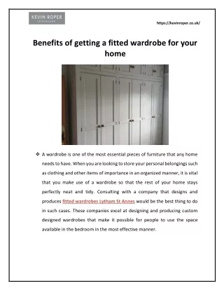 Benefits of getting a fitted wardrobe for your home