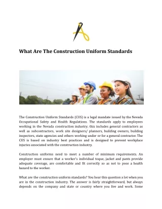 what are the construction uniform standards
