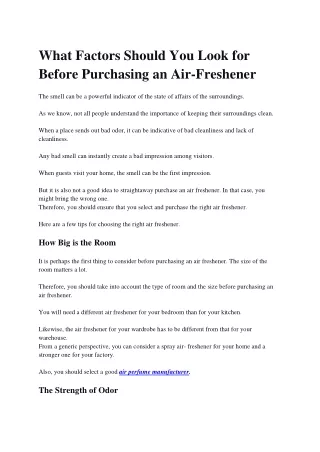 What Factors Should You Look for Before Purchasing an Air-Freshener