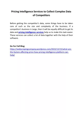pricing intelligence services to collect complex