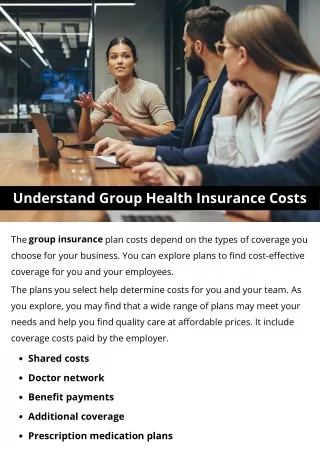Understand Group Health Insurance Costs