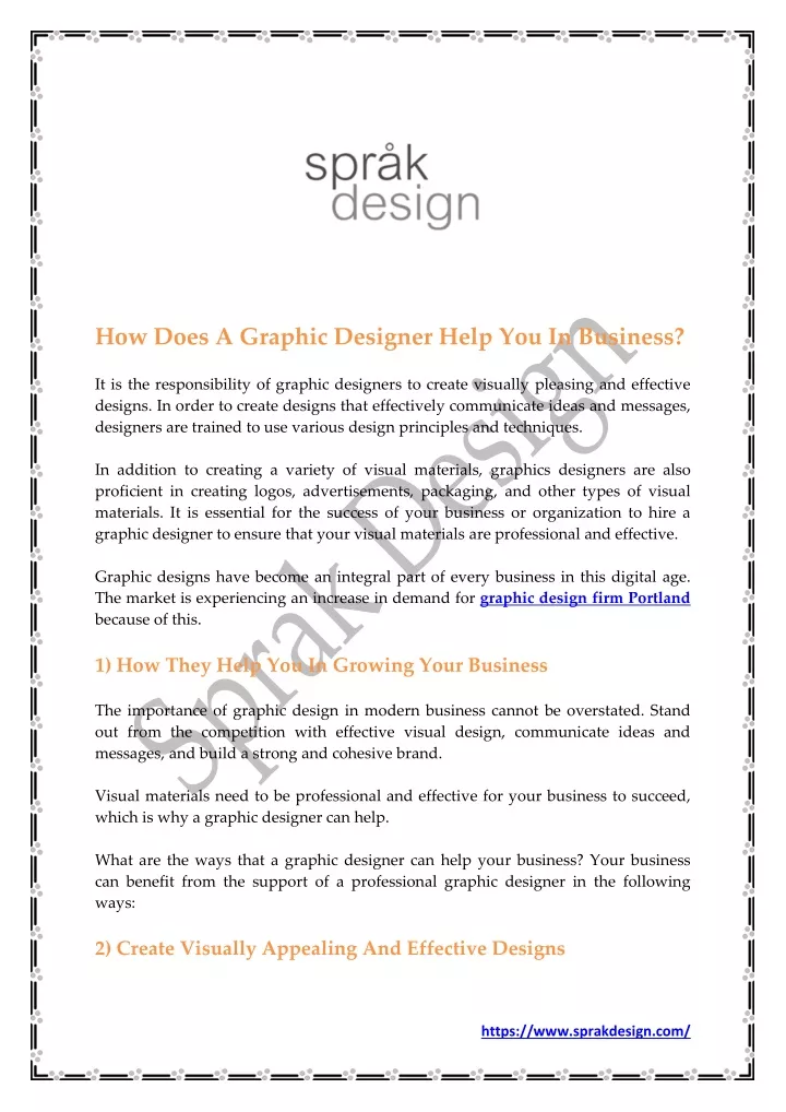 how does a graphic designer help you in business