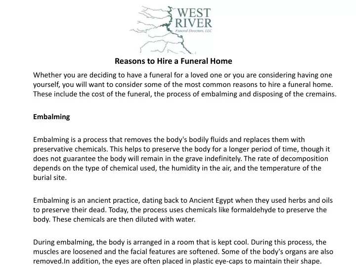 reasons to hire a funeral home