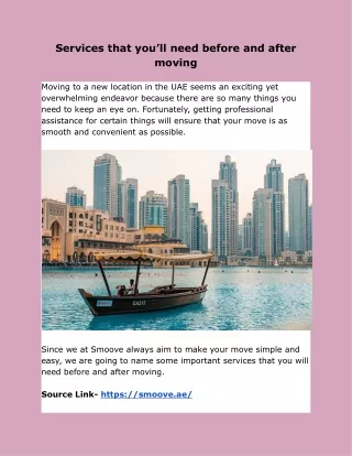 Services that you’ll need before and after moving