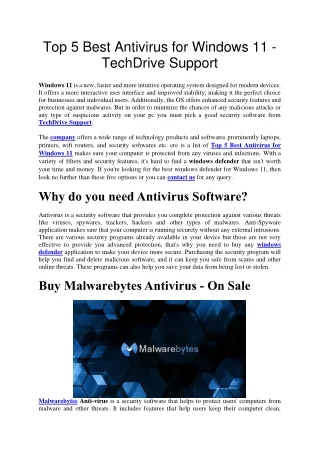 top 5 best antivirus for windows 11 techdrive