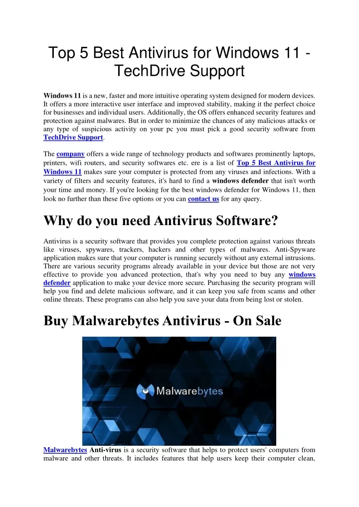   Top 5 Best Antivirus For Windows 11 Techdrive N 