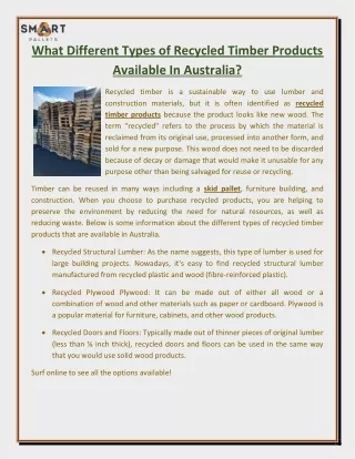 what different types of recycled timber products