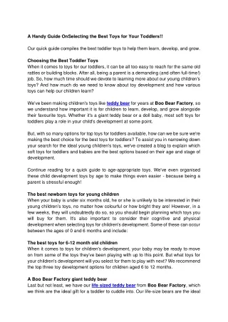 a handy guide onselecting the best toys for your