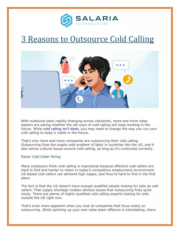 3 reasons to outsource cold calling