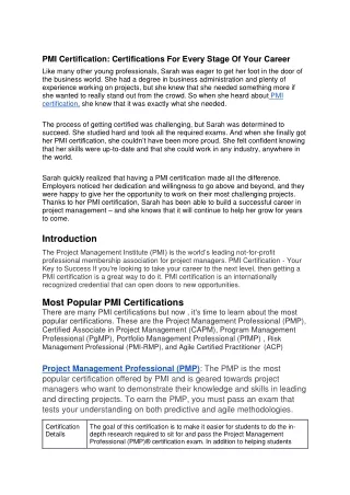 pmi certification certifications for every stage