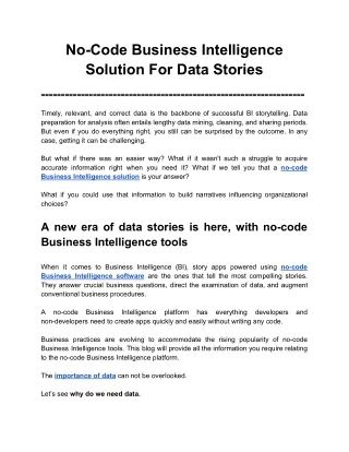 no code business intelligence solution for data
