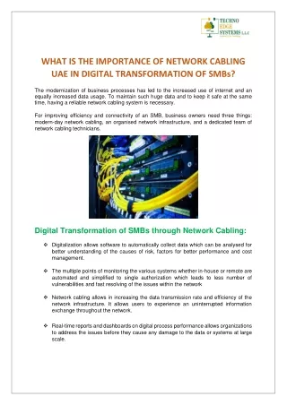 what is the importance of network cabling