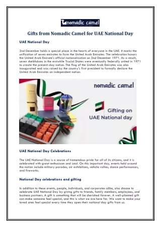 Gifts from Nomadic Camel for UAE National Day