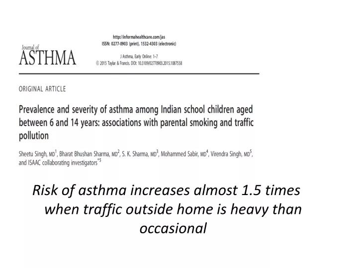 risk of asthma increases almost 1 5 times when
