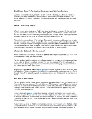 The Ultimate Guide To Renting And Meshing An Ipad With Your Business (1)
