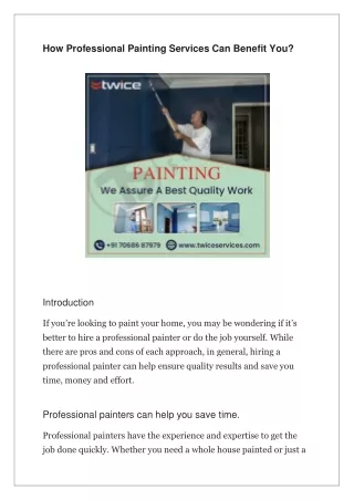 how professional painting services can benefit you