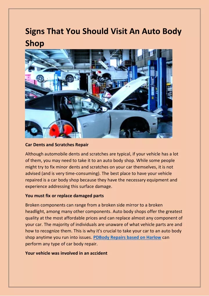 signs that you should visit an auto body shop