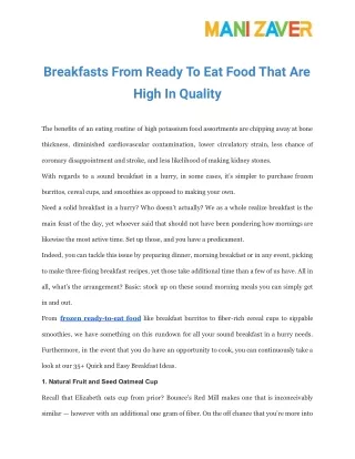 breakfasts from ready to eat food that are high