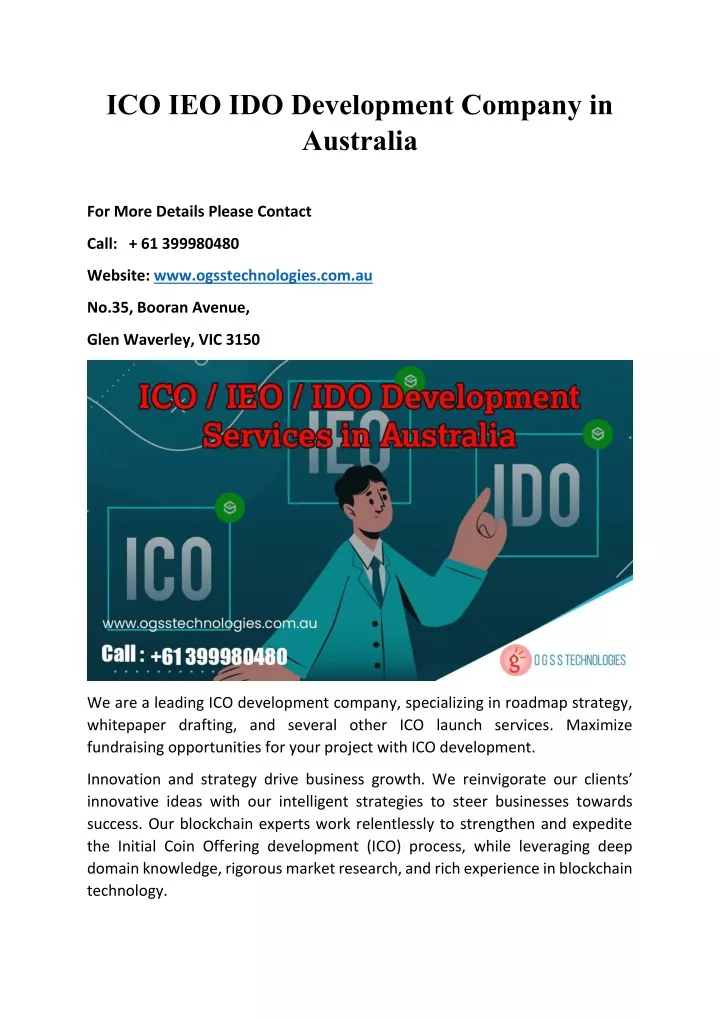 ico ieo ido development company in australia