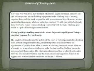 Features Of Climbing Shoes