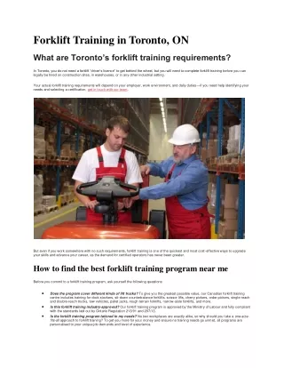 Forklift Training in Toronto