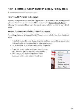 How To  Add Pictures In Legacy Family Tree | Displaying And Editing Pictures