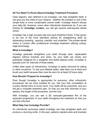 All You Need To Know About Invisalign Treatment Procedure