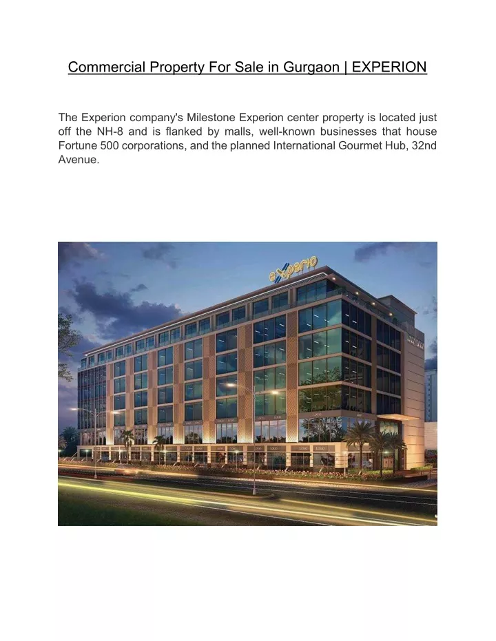 commercial property for sale in gurgaon experion