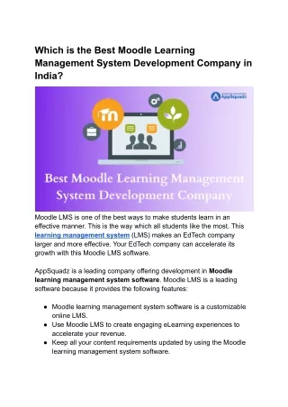 Which is the best Moodle learning management system development company in India_