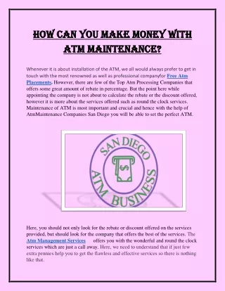 How can you make money with ATM Maintenance?