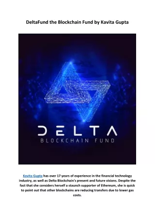 deltafund the blockchain fund by kavita gupta