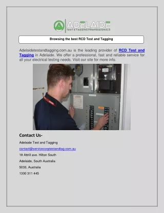 Browsing the best RCD Test and Tagging