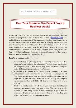 How Your Business Can Benefit From a Business Audit
