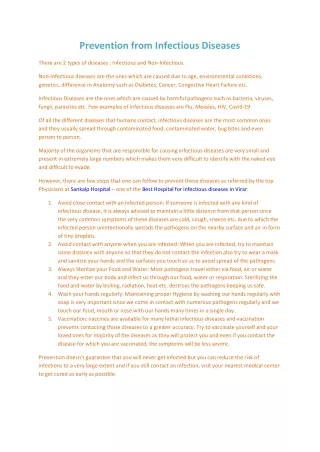 prevention from infectious diseases