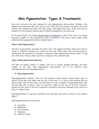 Skin Pigmentation: Types & Treatments