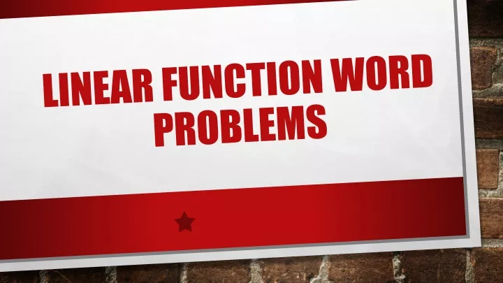 linear function word problems