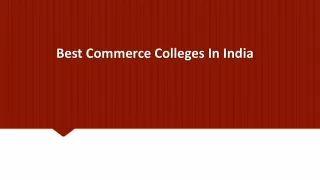Best Commerce Colleges In India
