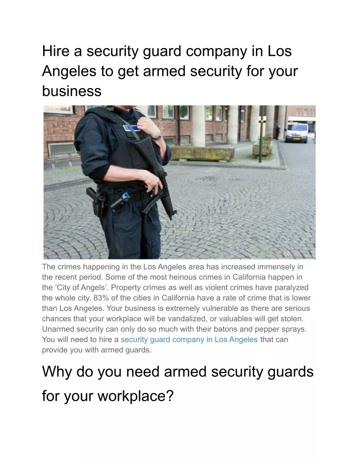 PPT - Hire a security guard company in Los Angeles to get armed ...