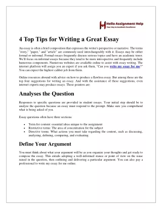4 Top Tips for Writing a Great Essay