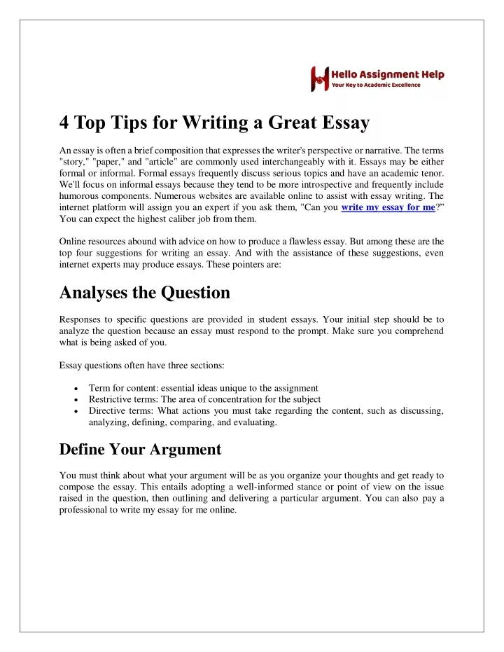 4 top tips for writing a great essay