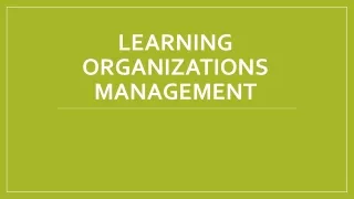 Learning Organizations Management