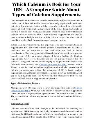 Which Calcium is Best for Your IBS – A Complete Guide About Types of Calcium Supplements
