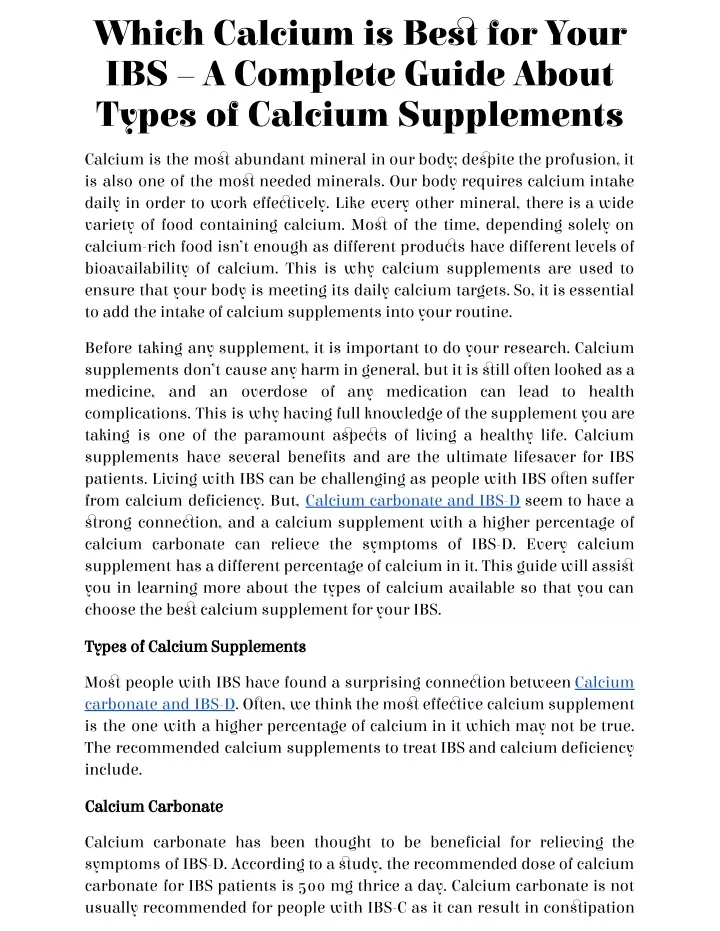 which calcium is best for your ibs a complete